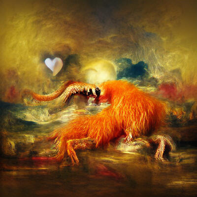 Fuzzy orange monster full of love