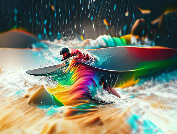 Surfing on waves of rainbow